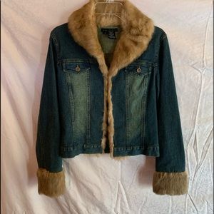 Denim and rabbit fur jacket